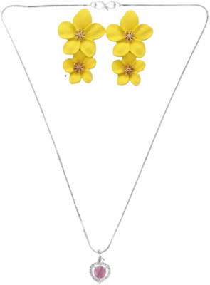 SKG Fashions Stone Pink, Yellow Jewellery Set(Pack of 1)