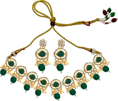 Nifty Alloy Gold-plated Green Jewellery Set(Pack of 3)