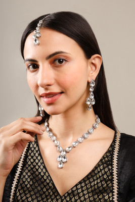 EIT Collection Alloy Silver White Jewellery Set(Pack of 4)