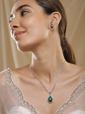 RUBANS Brass Rhodium Silver Jewellery Set(Pack of 1)