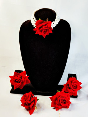 Sanskriti Creations Fabric Red Jewellery Set(Pack of 1)