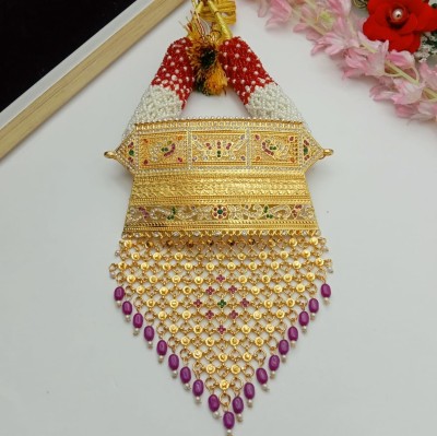 alakh Alloy Gold-plated Pink Jewellery Set(Pack of 1)