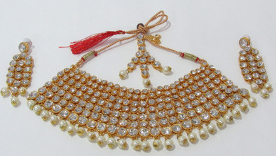 SHREE MAULI CREATION Alloy Gold-plated Gold, White Jewellery Set(Pack of 4)