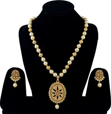 Darsha Collections Alloy Gold-plated Gold, White, Brown Jewellery Set(Pack of 1)