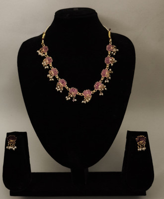 Aprp Alloy Gold-plated Pink Jewellery Set(Pack of 1)