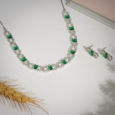 PARAM Alloy Silver Silver, Green Jewellery Set(Pack of 2)