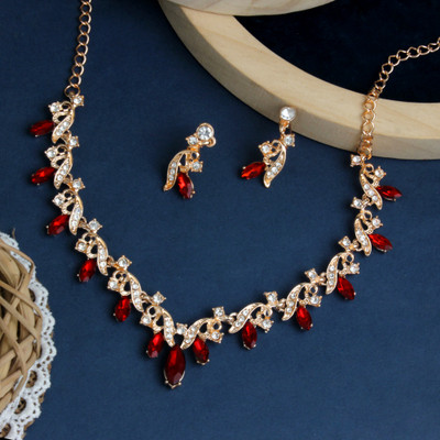 Atasi International Alloy Gold, Ruby Red Jewellery Set(Pack of 1)