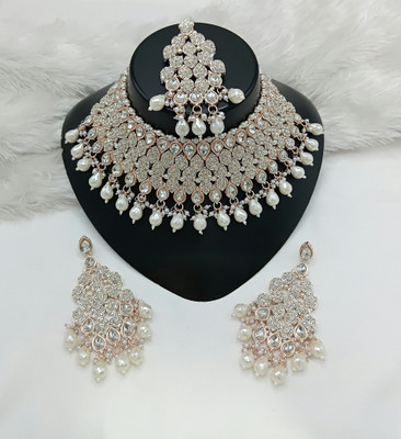 Yuzi Jewells Alloy White Jewellery Set(Pack of 1)