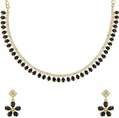 V.V. Sons Brass Gold-plated Gold, Black Jewellery Set(Pack of 1)