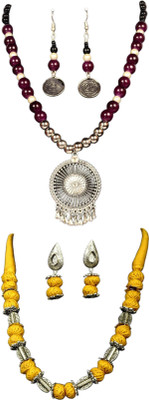 HOUSE OFF COMMON Oxidised Silver Black, Silver, Multicolor Jewellery Set(Pack of 2)