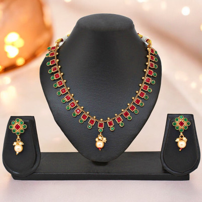Lucky Jewellery Alloy Gold-plated Multicolor Jewellery Set(Pack of 3)