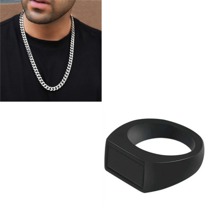 MAATRCHAAYA Stainless Steel Titanium, Sterling Silver Silver, Black Jewellery Set(Pack of 2)