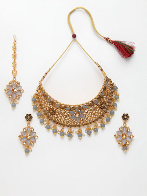 Anika's Creation Alloy Gold-plated Grey Jewellery Set(Pack of 1)