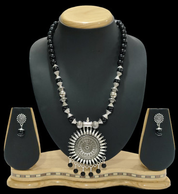 HARIHARA Oxidised Silver Black Jewellery Set(Pack of 1)