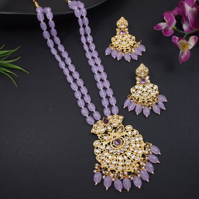 nezuka Alloy Gold-plated Purple Jewellery Set(Pack of 1)