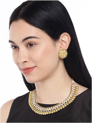 Gauri Fashions Alloy Gold-plated White Jewellery Set(Pack of 1)