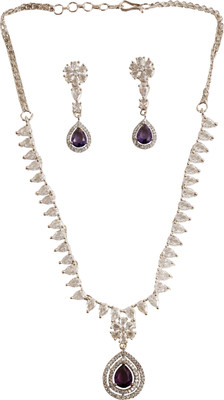 GEMRON JEWEL Brass Rhodium Purple Jewellery Set(Pack of 1)
