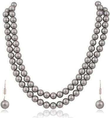 Zooni Collections Mother of Pearl Silver Jewellery Set(Pack of 1)