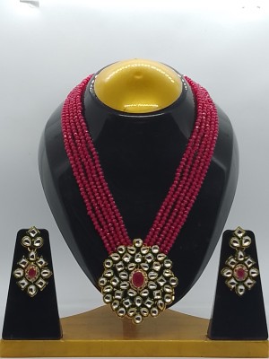 suman jewellers Alloy Gold-plated Gold, Maroon Jewellery Set(Pack of 3)