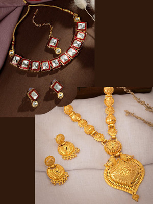 ASMITTA Jewellery Alloy Gold-plated Gold Jewellery Set(Pack of 2)
