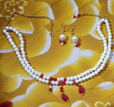 NO BRND Plastic White, Red Jewellery Set(Pack of 1)