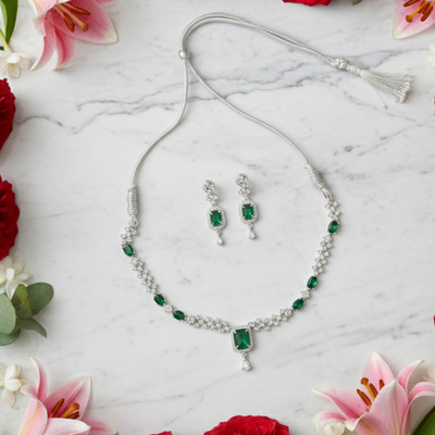 Amoha Lifestyle Alloy Silver Silver, Green Jewellery Set(Pack of 2)