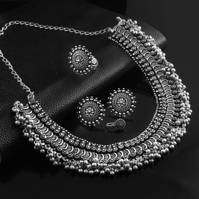 Haniya Brass, Oxidised Silver Silver Silver Jewellery Set(Pack of 1)