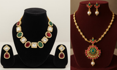 RIJADA JEWELLERY STUDIO Alloy Gold-plated Multicolor Jewellery Set(Pack of 2)