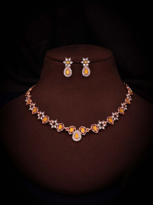 Sangria Brass Gold-plated Rose Gold, Yellow Jewellery Set(Pack of 1)