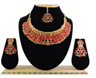 VATSALYA creation Alloy Red Jewellery Set(Pack of 1)