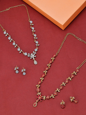 Sukkhi Alloy Gold-plated Red, White Jewellery Set(Pack of 4)