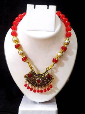 DRP Alloy Gold-plated Red Jewellery Set(Pack of 1)