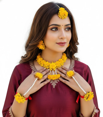 Murli Wala Fabric Yellow Jewellery Set(Pack of 1)