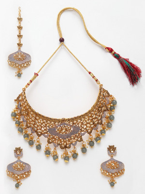 Anika's Creation Alloy Gold-plated Grey Jewellery Set(Pack of 1)