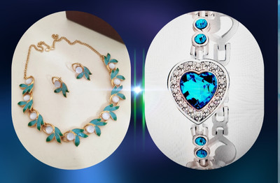 AARYA ENTERPRISES Metal Silver Multicolor Jewellery Set(Pack of 2)