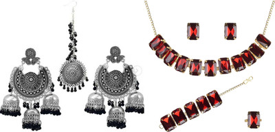 JMBW INTERNATIONAL Alloy Black, Silver, Red Jewellery Set(Pack of 2)