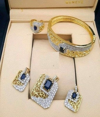 M Creations Alloy Gold-plated Gold Jewellery Set(Pack of 4)