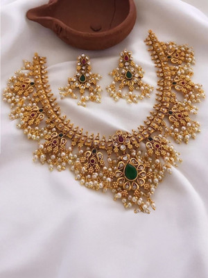 PBM CREATIONS Copper Gold-plated Gold Jewellery Set(Pack of 1)