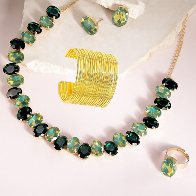 MANSIYAORANGE Alloy Gold-plated Multicolor Jewellery Set(Pack of 4)