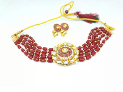 catalyst venture Alloy Gold-plated Maroon, White Jewellery Set(Pack of 1)
