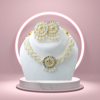 DD JEWELS Alloy Gold-plated White Jewellery Set(Pack of 1)