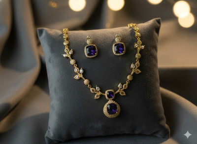 sr pro Alloy Gold-plated Purple Jewellery Set(Pack of 1)