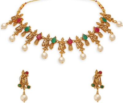 Oomph Alloy Gold-plated Red, Green, Gold Jewellery Set(Pack of 3)