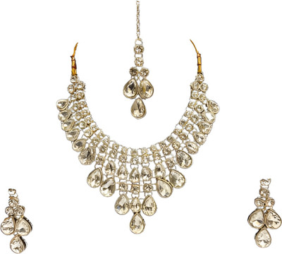 sums jewellery Alloy Gold-plated White Jewellery Set(Pack of 1)