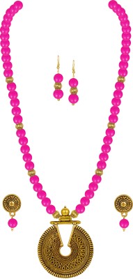 TAP Fashion Copper Gold-plated Pink Jewellery Set(Pack of 3)