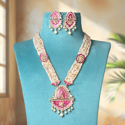 OrnaOra Alloy Maroon Jewellery Set(Pack of 2)