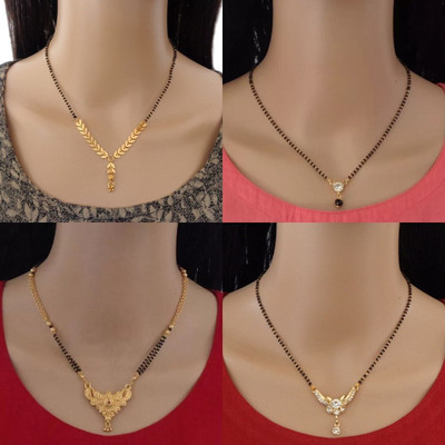 Dency Stylish Alloy Gold Plated Mangalsutra Tanmaniya For Women Alloy Mangalsutra