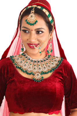 Vinayak Alloy Gold-plated Maroon Jewellery Set(Pack of 1)
