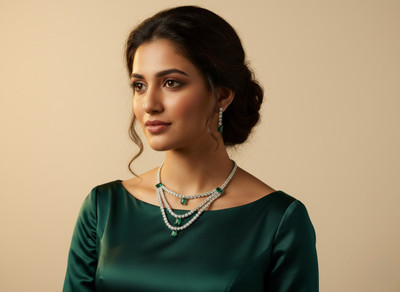 Vivity Alloy Rhodium Silver, Green Jewellery Set(Pack of 2)