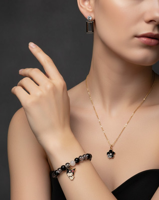 Kiba Elite Alloy Gold-plated Black Jewellery Set(Pack of 4)